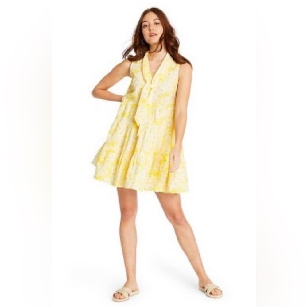 NWOT LISA MARIE FERNANDEZ YELLOW & WHITE FLORAL DRESS